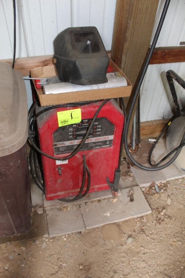 LINCOLN AC 225 AMP WELDER, WELDING RODS, HELMET