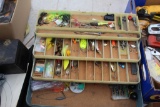 BLUE METAL TACKLE BOX WITH TACKLE