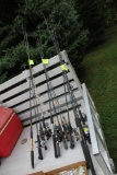 (5) FISHING RODS AND REELS