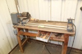 SMALL WOOD LATHE WITH TOOLS AND BENCH