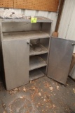 WOOD CABINET WITH CONTENTS, STEEL CABINET