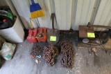 ROPE, GAS CANS, (3) LOG CHAINS, BROOM AND MORE