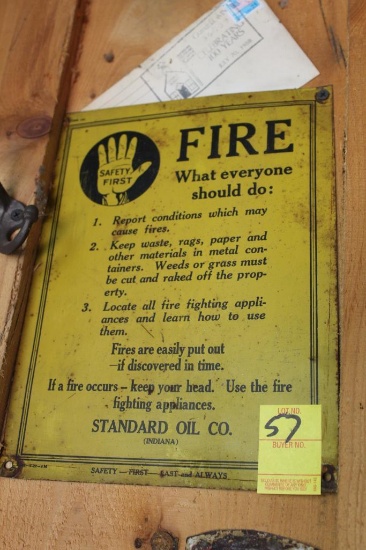 8.5"x11" "Fire" Tin Sign by Standard Oil