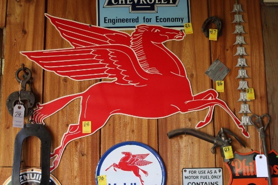 Approx 28"x36" Mobil Pegasus Horse Metal Sign, Unknown Make