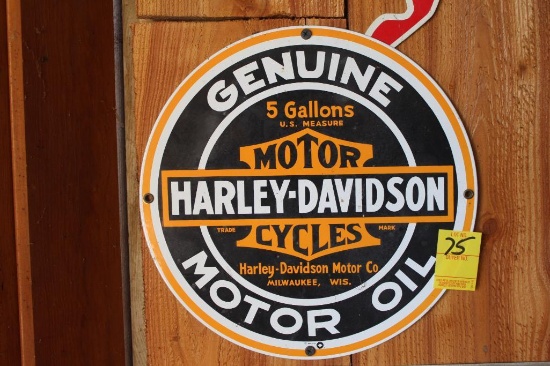 11.25" Round Harley Davidson Motorcycles Metal Sign, Porcelain