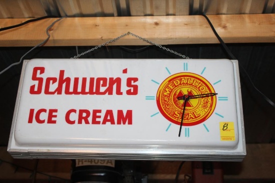 11"x24.5" Schwien's Ice Cream Clock