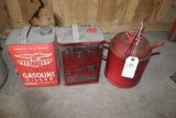 Approx 2 Gallon Antique Gas Can, (2) 1 Gallon Cans