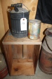 1 Quart Havoline Oil Can, 1Gallon Gas Can, Wooden Box