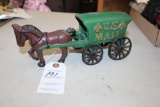 Cast Iron Reproduction US Mail Cart and Horse
