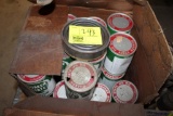 Approx (20) Metal Cans, Quaker State Motor Oil in Box, Poor Condition
