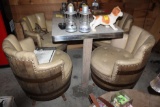 (4) Barrel Chairs with Round Barrel Rotating Coffee Table