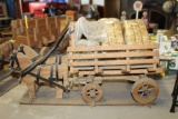 Homemade Wooden Horse and Wagons with Straw Bales