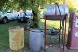(3) Barrels, One Stand, Wringer with Water Basin