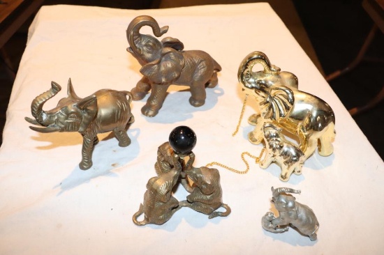 (6) Elephant Figurines