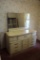 BLONDE (2) PC BEDROOM SET, FIVE DRAWER CHEST AND VANITY WITH MIRROR
