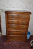 (3) PIECE BEDROOM SET, FIVE DRAWER CHEST OF DRAWERS, SIX DRAWER VANITY WITH MIRROR,