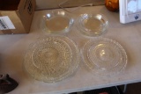 GLASS PIE PLATES AND GLASS SERVING PLATTER