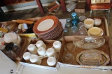 PLATES, CUPS, CANDLE HOLDER, BUTTER DISH, AND MORE