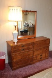 6 DRAWER VANITY WITH MIRROR AND LAMP
