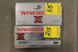 (2) Boxes Winchester Super X 22-250 REM 55gr (1) Pointed Soft Point, (1) Jacketed Soft Point
