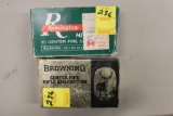 (2) Boxes (1) Browning 25-06 Rem 120gr Soft Point Spitzer, (1) Remington 25-06 120gr Pointed Soft