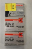 (3) Boxes 20ga Rifled Slugs, (2) Hollow Point