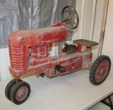 FARMALL PEDAL TRACTOR, ORIGINAL, HAS BEEN PLAYED WITH, MISSING SEAT, REAR TIRES NEED REPLACING,