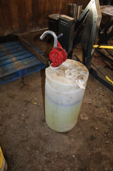APPROX 11 GAL. ANTIFREEZE IN POLY TANK, HAND PUMP