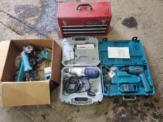Makita Rechargeable Tools W/ Batteries, Kobalt Impact Wrench & Craftsman Toolbox
