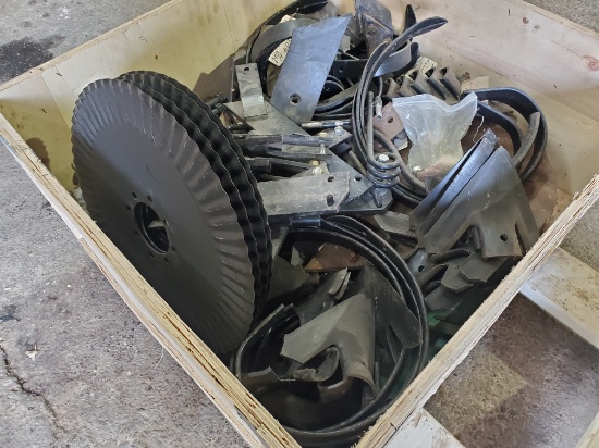 Crate Of New Tillage Blades, Sweeps, Chisel Plow Points, Zone Builder Parts, Etc.