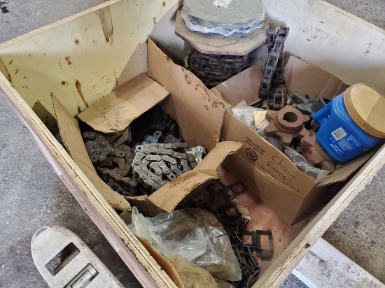 Crate Of Miscellaneous Chains & Sprockets