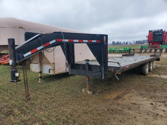 1999 Cornelius Pro 25' Tandem Axle Gooseneck Trailer With Fold Down Ramps