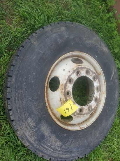(1) Used 11R22.5 Toyo Tire On 9 Bolt Rim