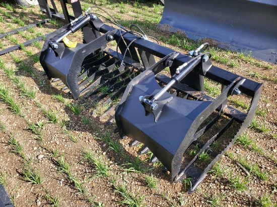 New 84" Skid Steer Grapple Bucket With Hoses