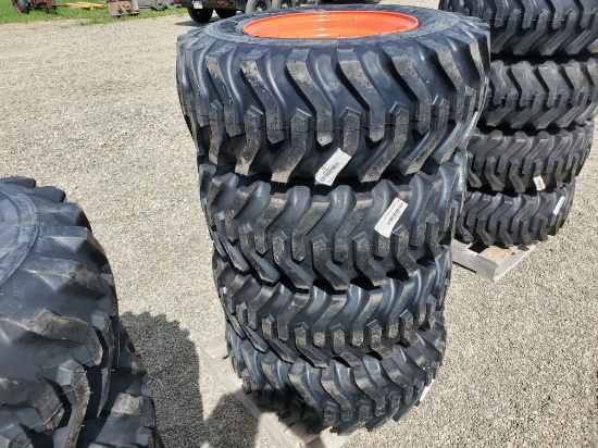 (4) New Camso 12-16.5 12 Ply Skid Steer Tires On 8 Hole Bobcat Wheels