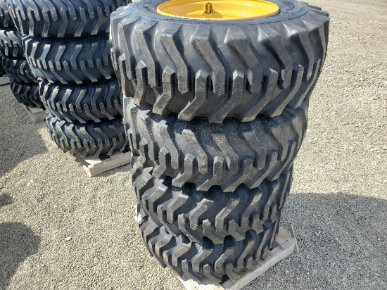 (4) New Camso 12-16.5 12 Skid Steer Tires On 8 Hole NH,JD,Cat Wheels