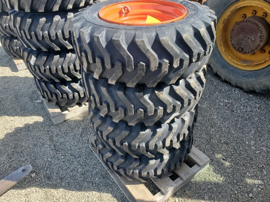 (4) New Camso 10-16.5 10 Ply Skid Steer Tires On 8 Bolt Bobcat Wheels
