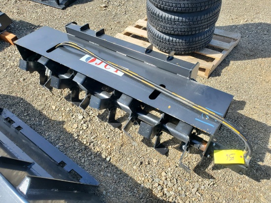 New JCT 72" Skid Steer Roto Tiller Ray With Hoses And Flush Face Couplers