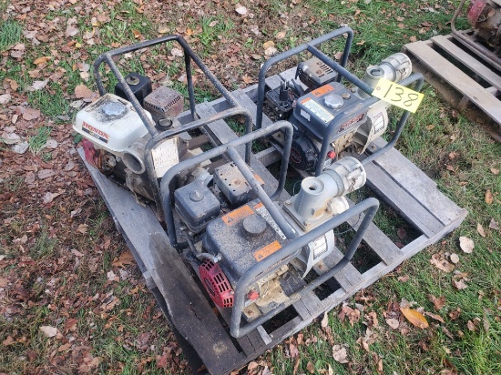 Pallet Of (3) Red Lion 3" Trash Pumps With Honda 5.5 Hp Engines, Good Pumps (Not Running)