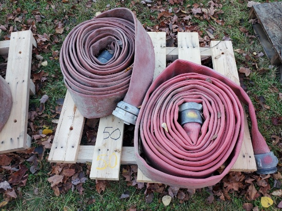 Qty (2) Rolls 4" X 50' Firehose With Angus & Threaded Couplers
