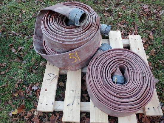 Qty (3) Rolls 3.5" X 50' Firehose With Threaded Couplers