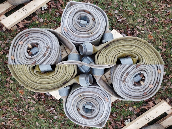 Qty (4) 3.5" X 50' Firehose With Threaded Couplers