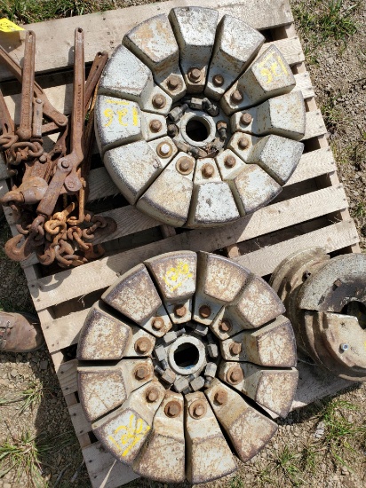 2) Complete Sets Of Ford Tractor Pie Wheel Weights Off Ford 4000