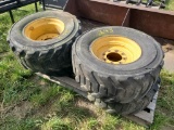 (4) Galaxy 14-17.5 Skid Steer Tires With 8 Bolt Wheels