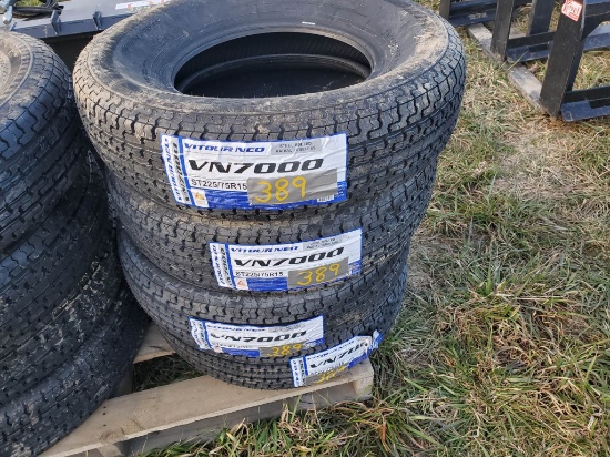 (4) New ST225/75R15  Load Range E Trailer Tires