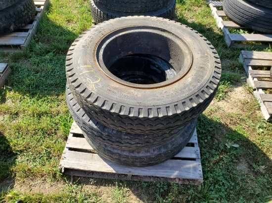 (6) 8.25 X 20 Truck Tires And Wheels, 75% Tread With No Sidewall Cracks