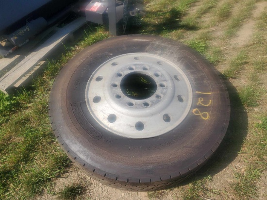 (1) 11R X 24.5 Tire With Aluminum Budd Wheel