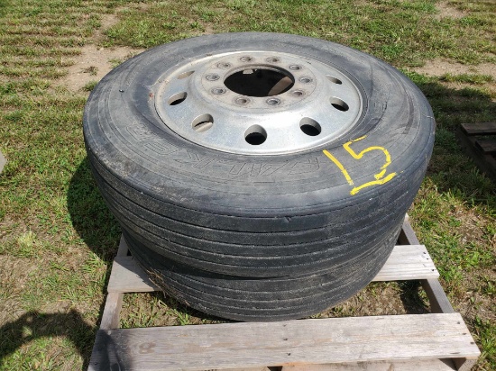 (2) 11R X 24.5 Tires With Aluminum Wheels