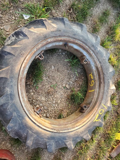 Used Firestone 8-24 Rear Tractor Tire With 4 Lug Wheel