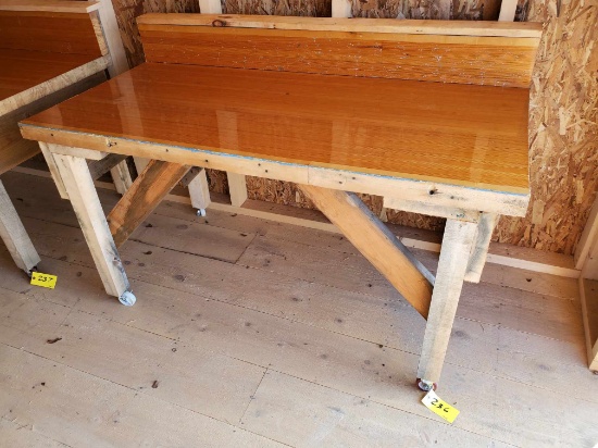 30" X 64" Wooden Workbench With Rollers